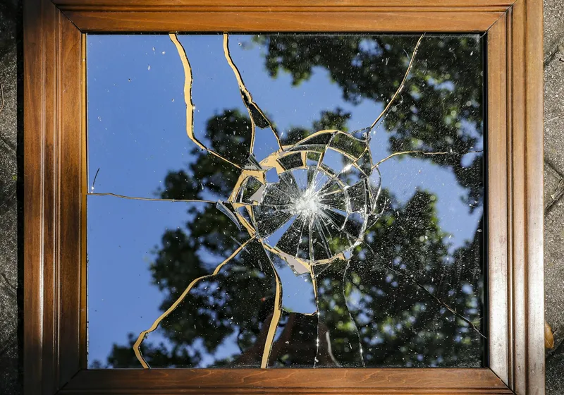 Cracked window glass